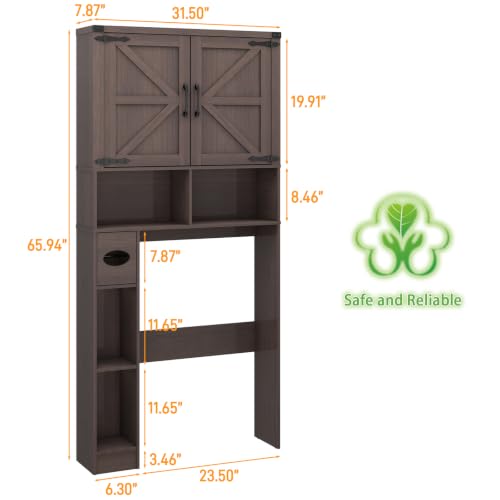 Over The Toilet Storage Cabinet with 2 Barn Doors