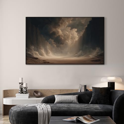 36"x60" Extra Large Framed Wall Art Dramatic Canyon Storm Cloudscape Illustration for Home Living Room Bedroom Decor