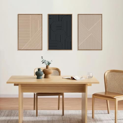 Large Abstract Textured Line Framed Canvas Wall Art