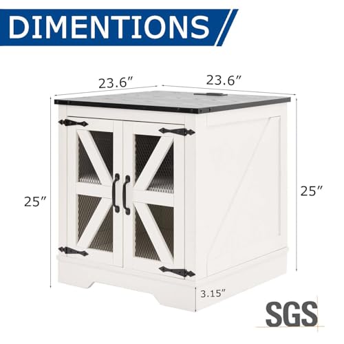 Farmhouse End Table Set with Charging Station