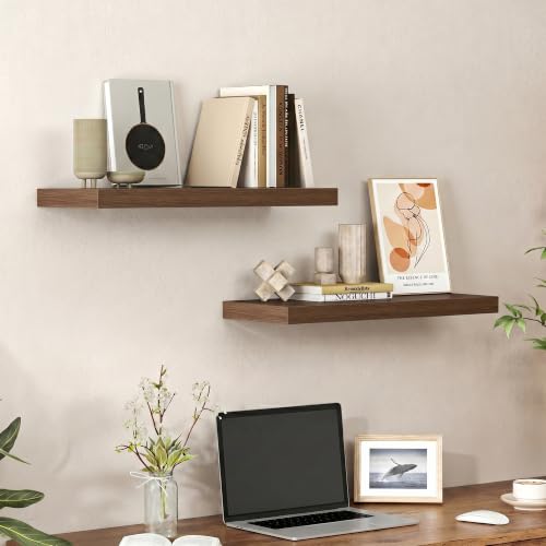 Floating Shelves 23.6" W x 9.3" D Walnut Set of 2