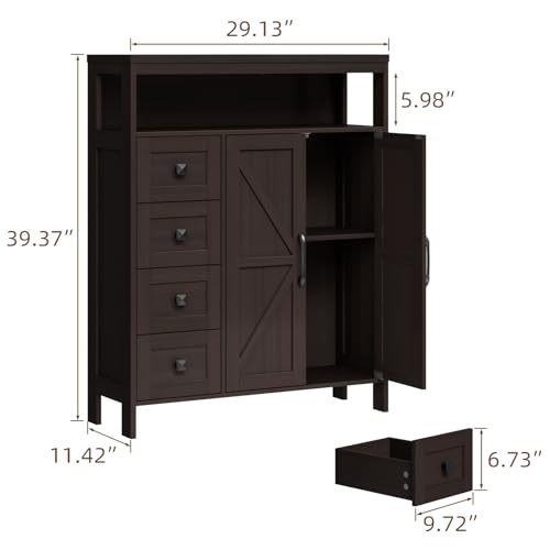 Farmhouse Storage Cabinet with 2 Doors and 4 Drawers