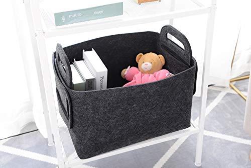 Storage Basket Felt Storage Bin Collapsible& Convenient Box Organizer with Carry Handles for Office Bedroom Closet Babies Nursery Toys Laundry
