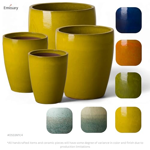 Bullet 11.5 in. Mustard Yellow Ceramic Round Planter