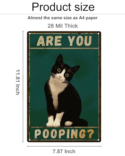 Cat Are You Pooping Metal Tin Sign Vintage Bathroom Decor Poster 8x12"