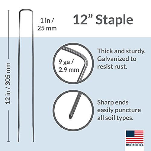 Garden Stakes 12 Inch 9 Gauge Galvanized Steel Landscape Staples