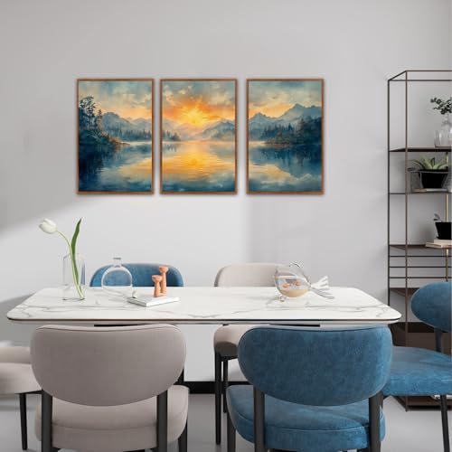 KAlRNE Sunset Mountain Canvas Wall Art
