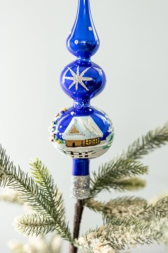 Tree Topper Mouth Blown Christmas Tree Topper Poinsettia Victorian Tree Topper Hand Decorated Made in Poland