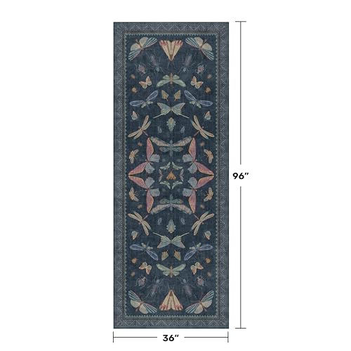 Vintage Dark Blue Insect Moth Runner Rug 3x8 (24 Sq Ft)