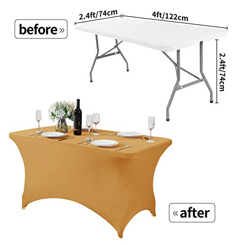 2Pack Spandex Table Cover for 4FT or 6ft or 8ft Table Universal Fitted Stretch Tablecloth for Party (2 Count)