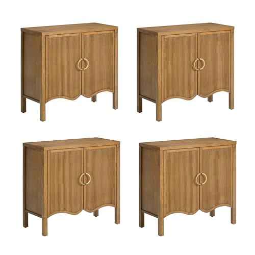 Scott Transitional Fluted Accent Cabinet or Storage Cabinet for Living Room or Entryway with Solid Wood Panel