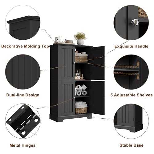 Bathroom Floor Cabinet with Adjustable Shelves