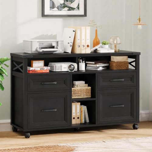 Farmhouse Filing Cabinet with Adjustable Shelf & Wheels