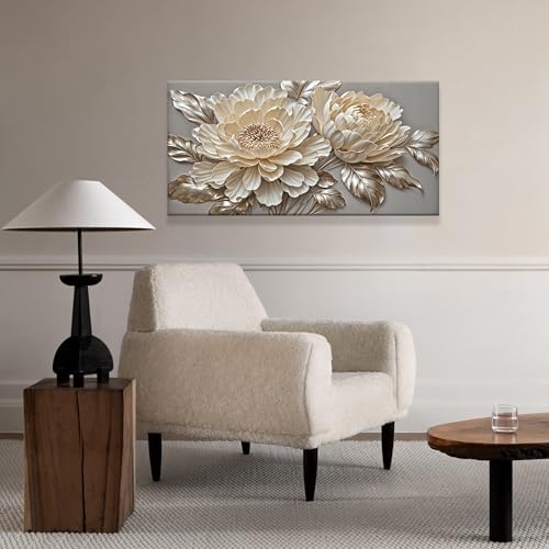 White Flower Wall Art Painting Artwork For Living Room Home Decor 20X40 ln