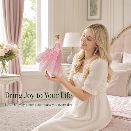 Pink Leaf Angel Girls Fairy Statue Home Decoration
