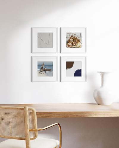 12x12 White Metal Picture Frames Matted to 8x8