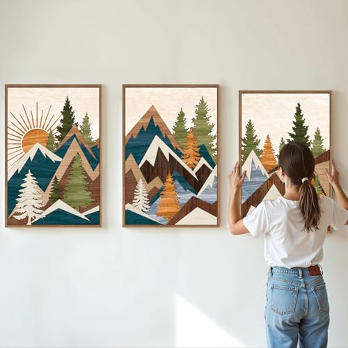 Large Mountain Framed Canvas Wall Art (3 Count)