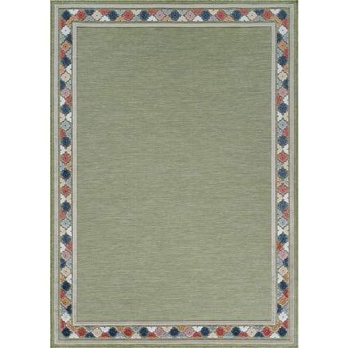 Outdoor Rug 8x10 Modern Bordered Area Rugs for Indoor and Outdoor Patio Easy to Clean Non Shedding Living Room Porch Garden Washable Outside Carpet