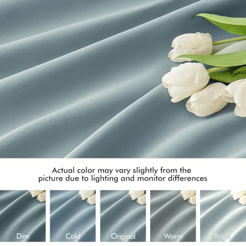 Slate Blue Back Tab Blackout Curtains 52x102 Inch Long 2 Panels Set (2 Count)