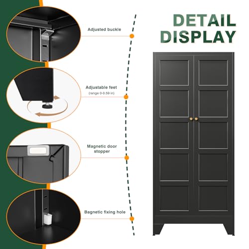 72" H Metal Storage Cabinet with 2 Doors and 4 Shelves