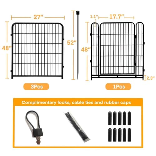 Garden Fence with Gate 48 in (4 Count)
