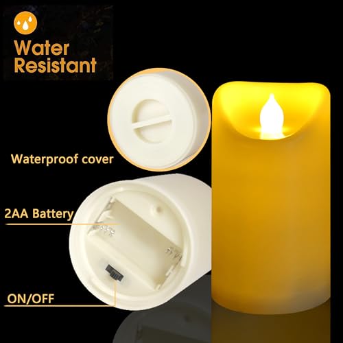 Outdoor Battery Operated Flameless Candles with Remote Timer D3”xH5” 2 PCS (2 Count)