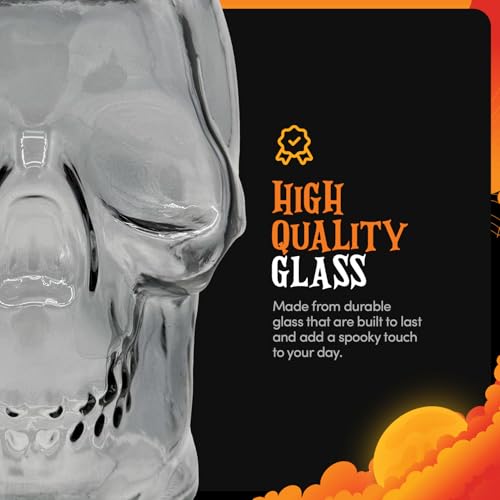Set of 2 Skull Mason Jar Glasses with Lids (4 Count)