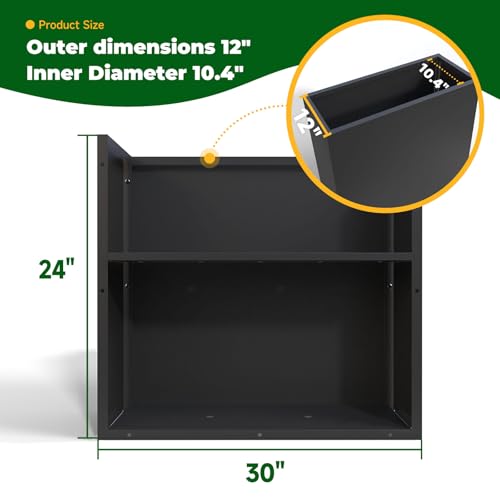 Metal Rectangular Planter 30" L x 12" W x 24" H Tall Black Metal Planter