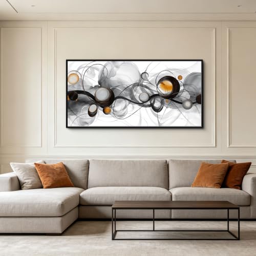 Abstract Wall Art for Living Room Black White Orange Picture 58x29 Inches