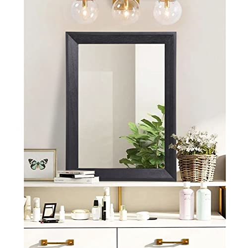 Black Mirrors for Wall Rectangle Wood Framed Large 28"x20" Decorative Wall Mirror for Bedroom Bathroom Living Room Dressing Room Entryway