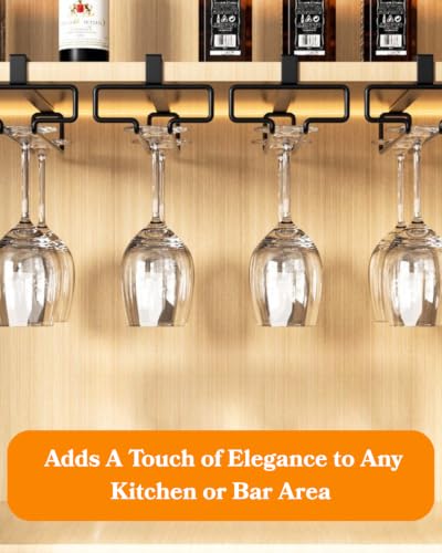 Wine Glass Holder 2PCS Stemware Rack Hanger Under Cabinet Wine Glass Rack Kitchen Hanging Storage Rack Organizer