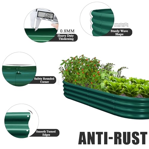 2 Pack 6x3x1FT Galvanized Raised Garden Bed Kit Oval Metal Ground Planter Box Outdoor Bottomless Planter Raised Beds for Vegetables Flowers Herbs Fruits