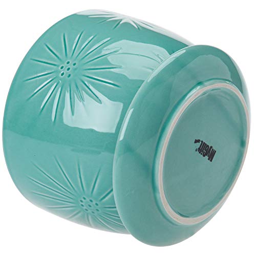7 Inch Turquoise Ceramic Planter Pot with Drainage Hole & Saucer
