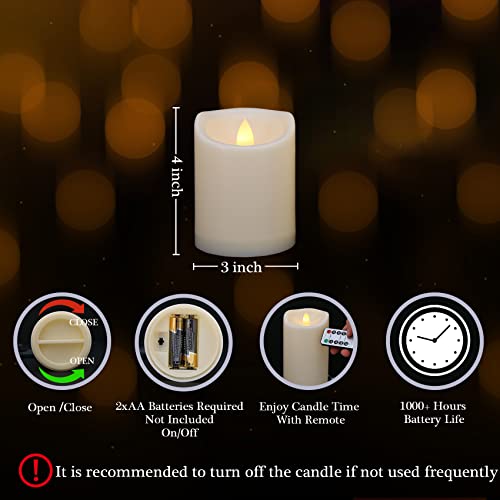 1 PCS 3" x 4" Outdoor Flameless Candles with Remote Timer Waterproof