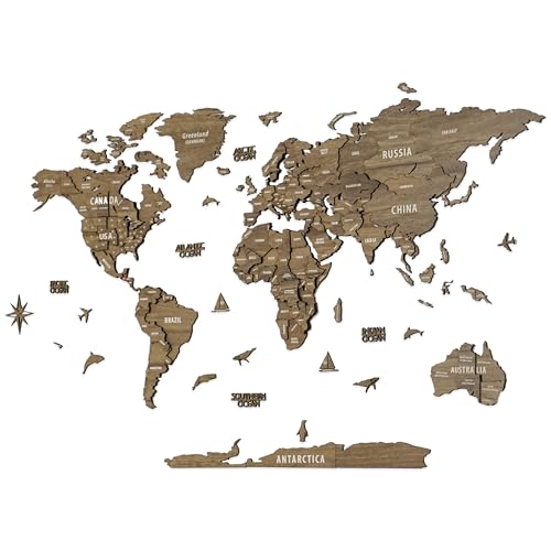 Multilayer 3D Wooden World Map