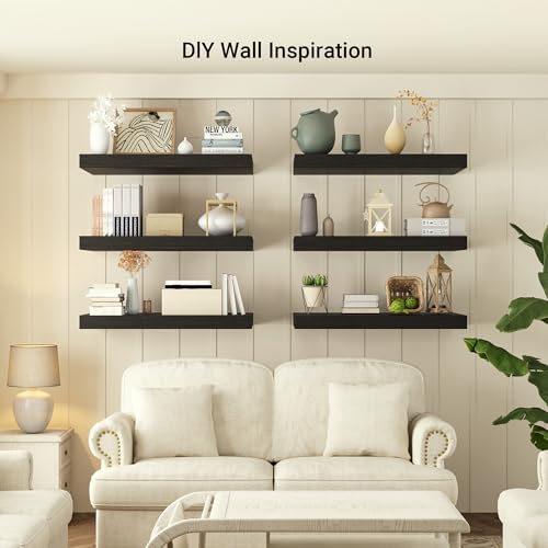 24 x 12 Deep Floating Shelves Wall Mounted Set of 1 Black