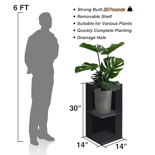 14Lx14Wx30H Tall Metallic Heavy Planter for Outdoor Porch (2 Count)