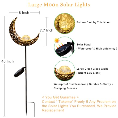 Moon Solar Lights Garden Outdoor Decor Waterproof Metal Solar Stakes Lights for Patio Yard Walkway Lawn Patio Mothers Garden Gifts Mom Wife Grandma