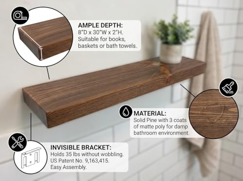 30 Inch Wooden Floating Shelves for Wall
