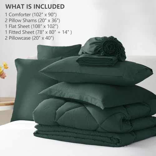 King Comforter Set 102"x90" Forest Green