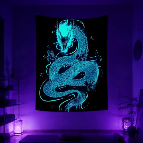 Blacklight Dragon Tapestry Wall Hanging 80"x60"