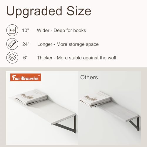 Deep White Floating Shelves for Wall (2 Count)