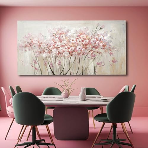 Home Decor Pink Blossom Hand Painted 30x60 Inch Colorful Wall Art Large Canvas Wall Art for Living Room Bedroom Office Kitchen