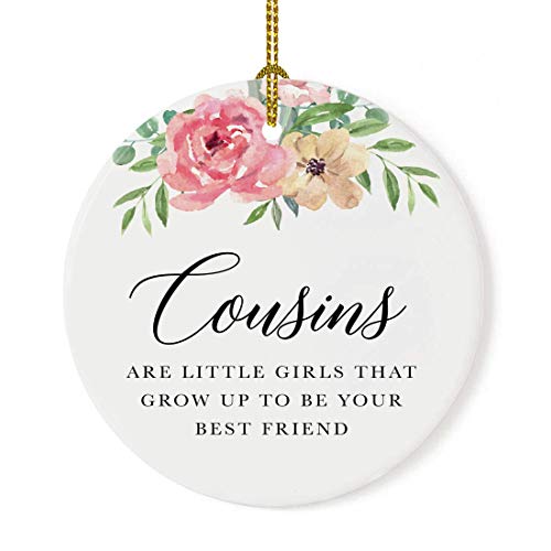 Round Ceramic Porcelain Christmas Tree Ornament Keepsake Gift for Cousins