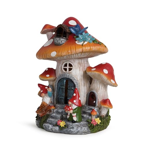 Spring Garden Mushroom Gnomes Decorations Mushroom House Ornaments Decor for Porch