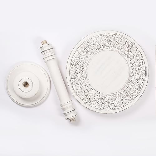 Lightnpro Carved Round Pillar End Table