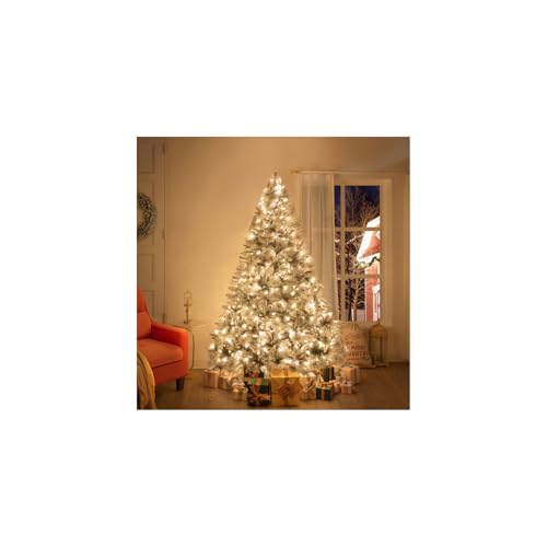 Glasgow 6.5ft Frosted Prelit Artificial Christmas Tree with Pine Cones