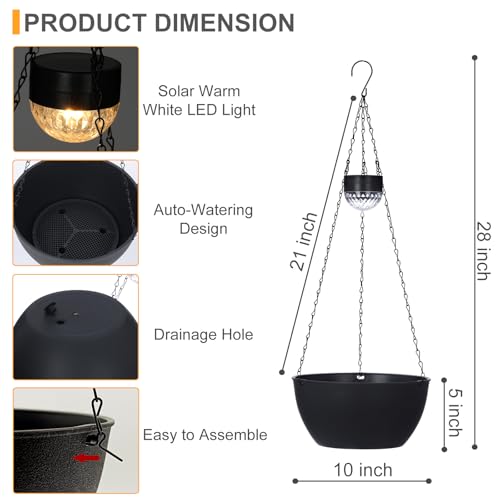 2 Pack Solar Hanging Planters for Plants Outdoor (2 Count)