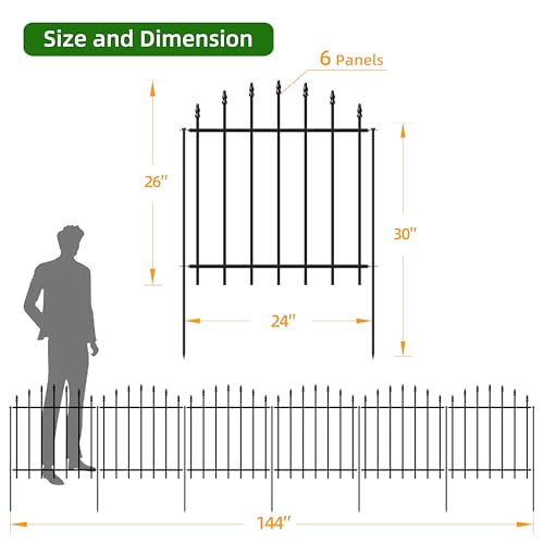 26” x 12’ No Dig Metal Garden Fence with Stakes