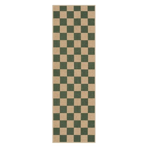 Checkered Easy Jute Kitchen Runner Rug
